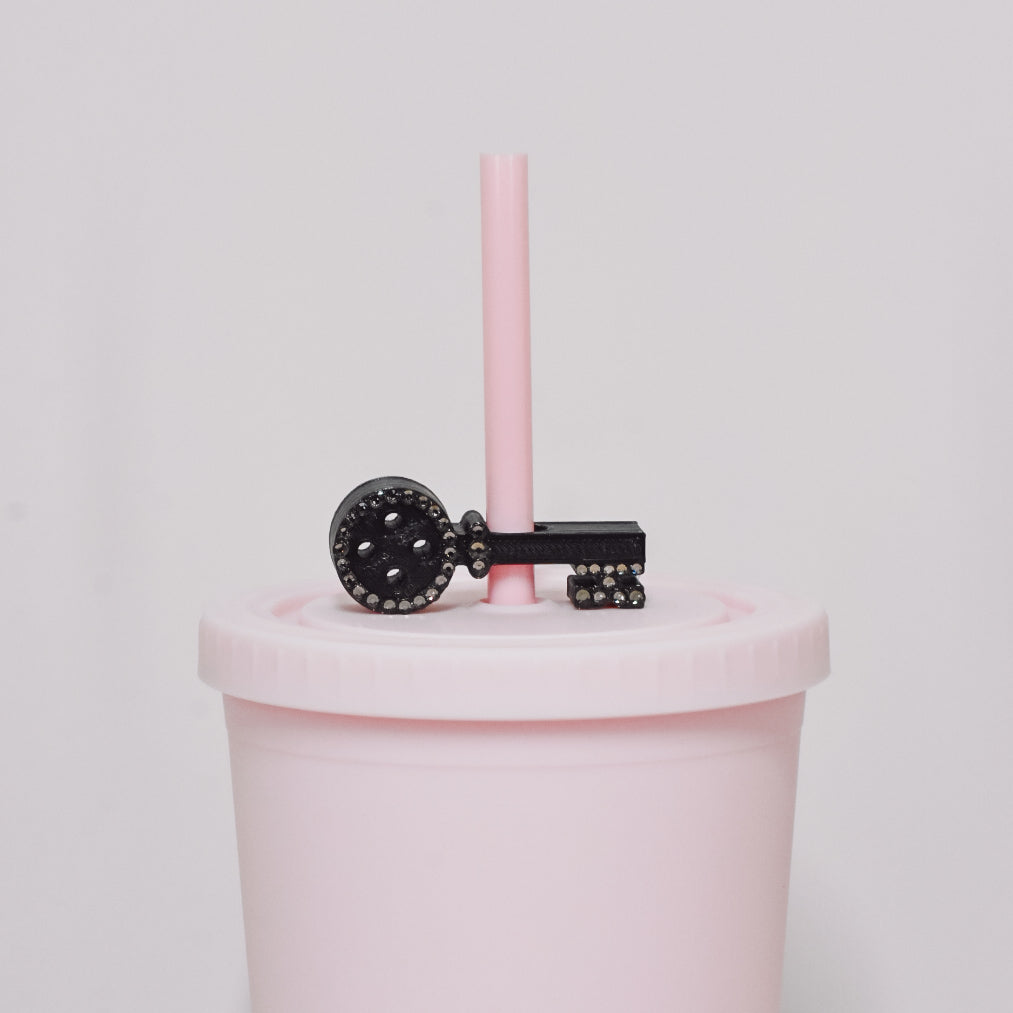 Button Key Straw Charm