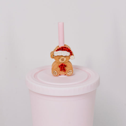 Christmas Teddy Straw Charm