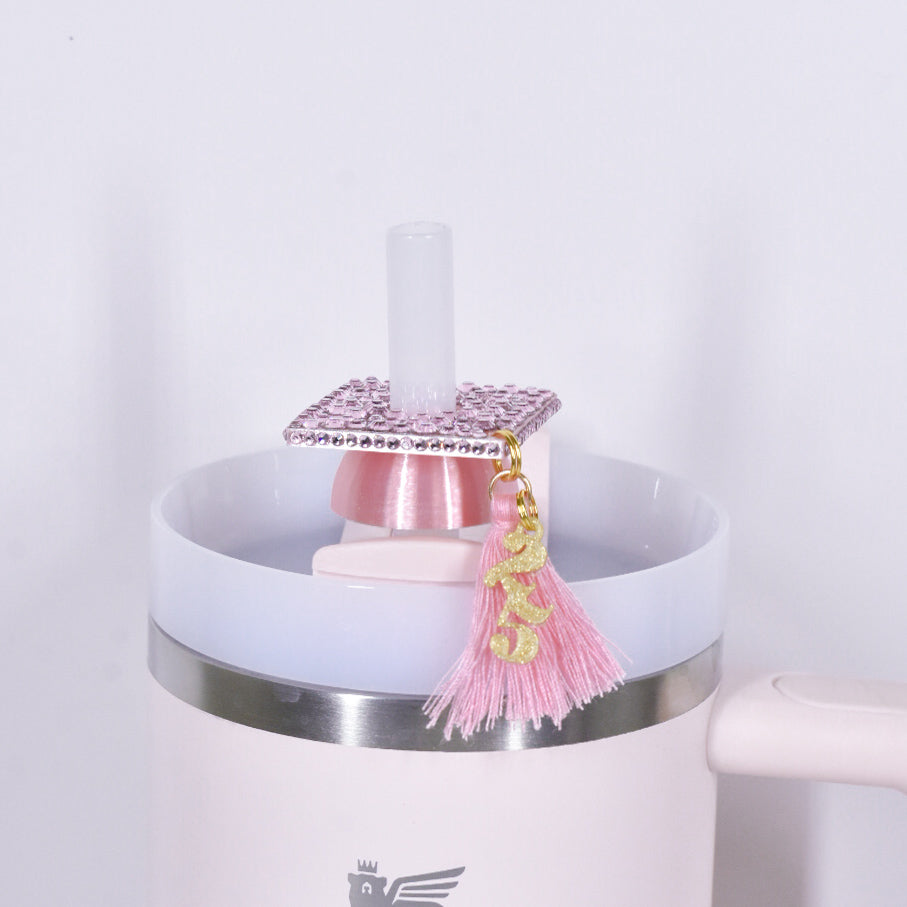 Grad Cap Straw Charm