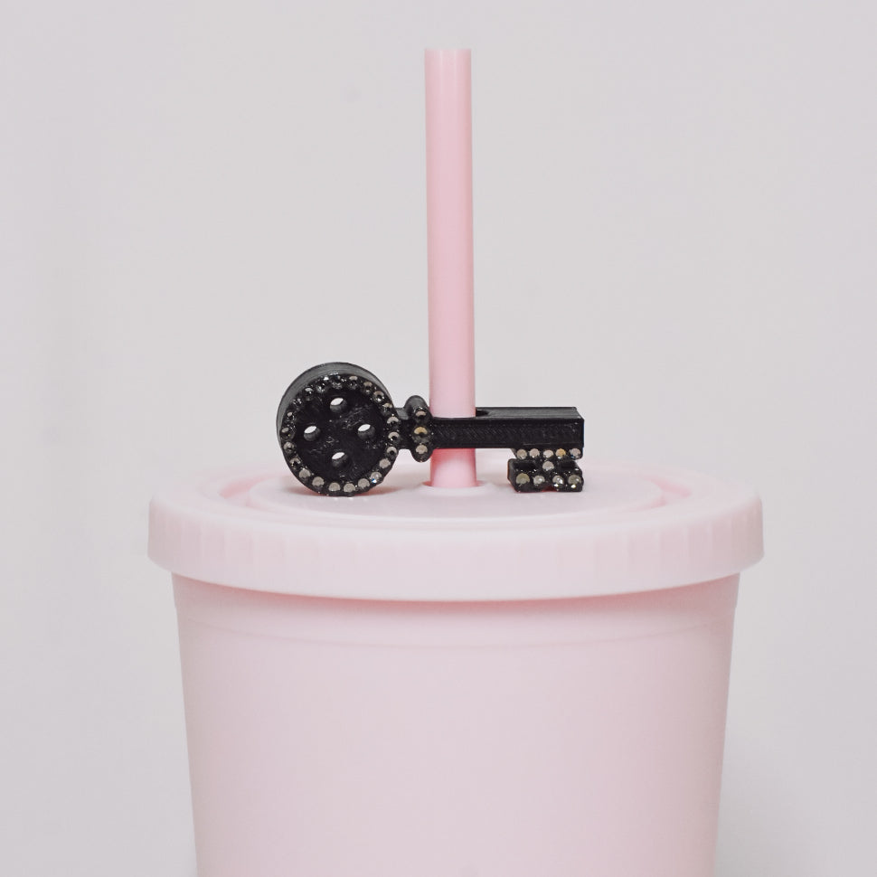 Button Key Straw Charm