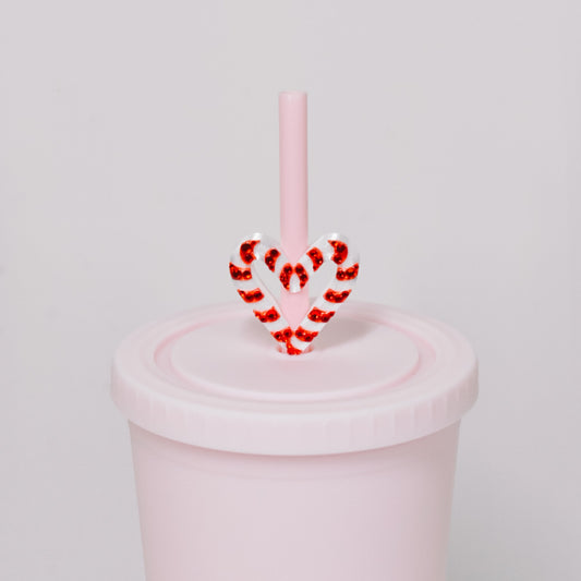 Candy Cane Heart Straw Charm