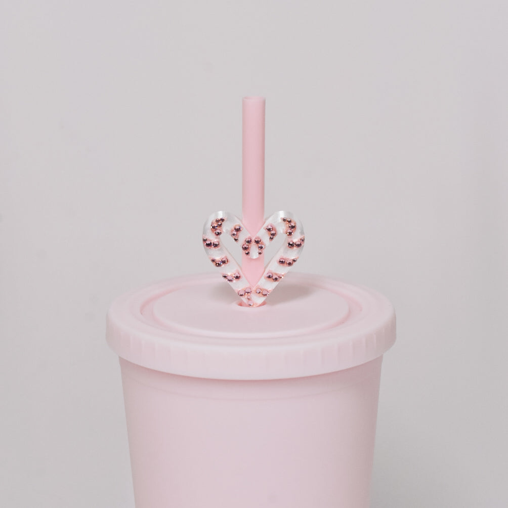 Candy Cane Heart Straw Charm