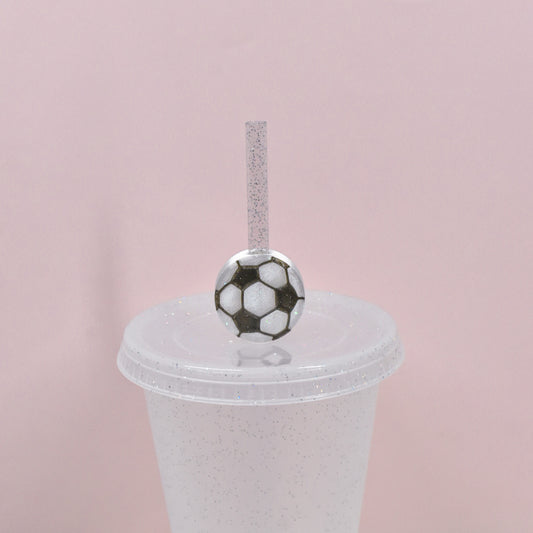 Soccer Ball Straw Charm