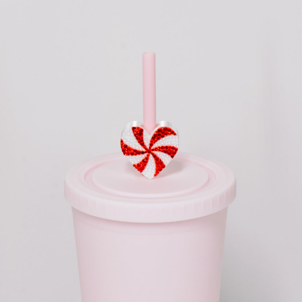 Peppermint Heart Straw Charm