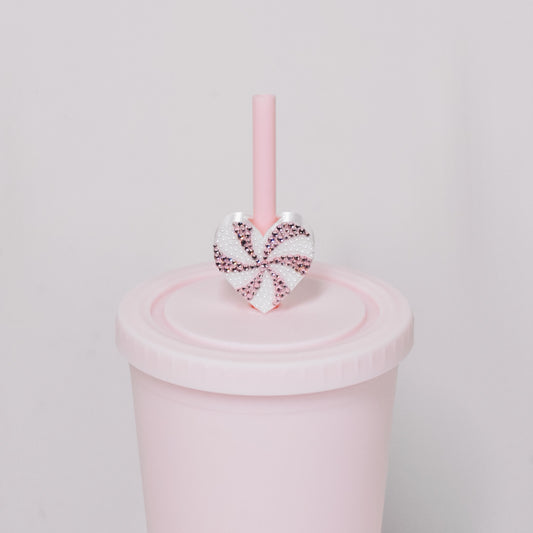 Peppermint Heart Straw Charm