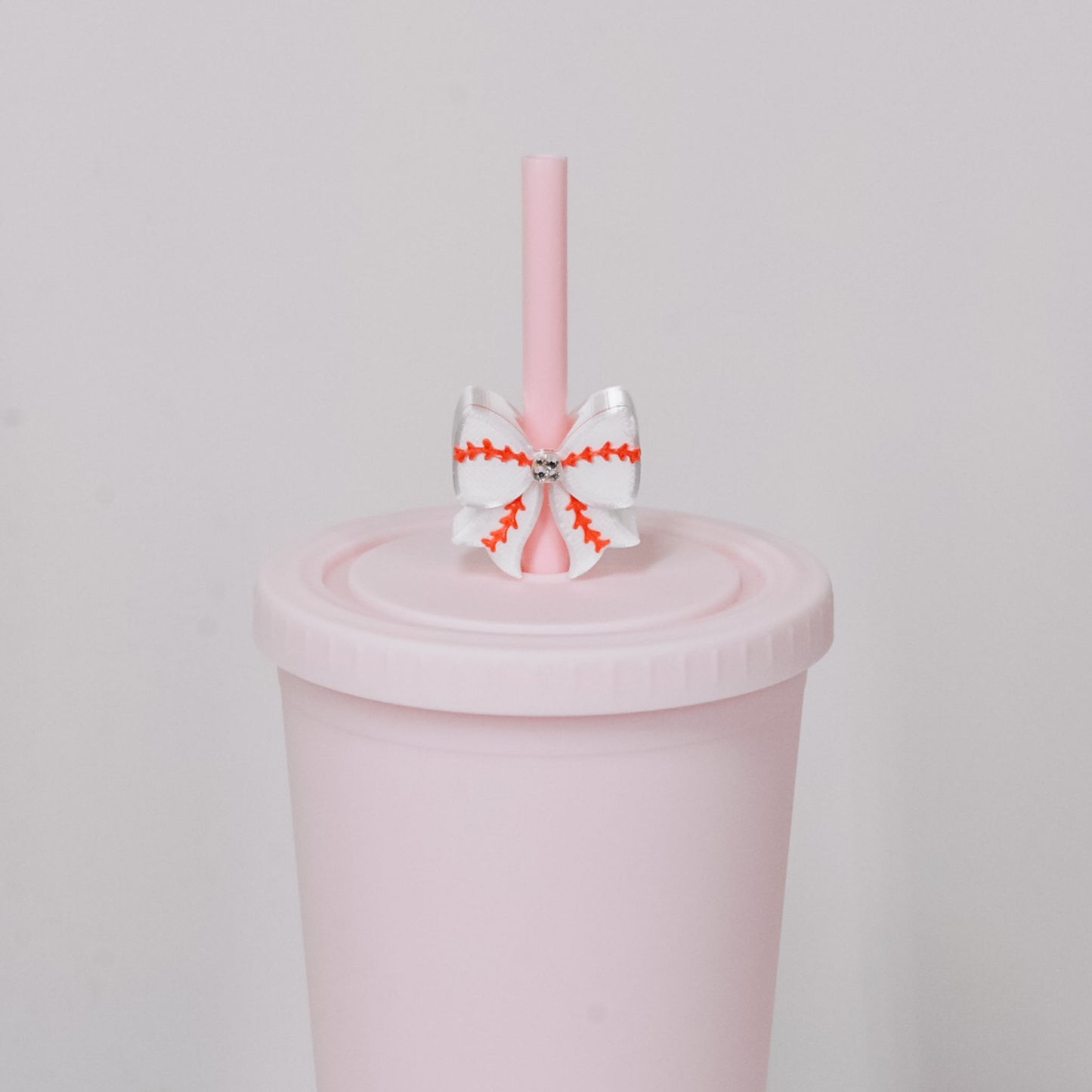 Baseball Bow Straw Charm