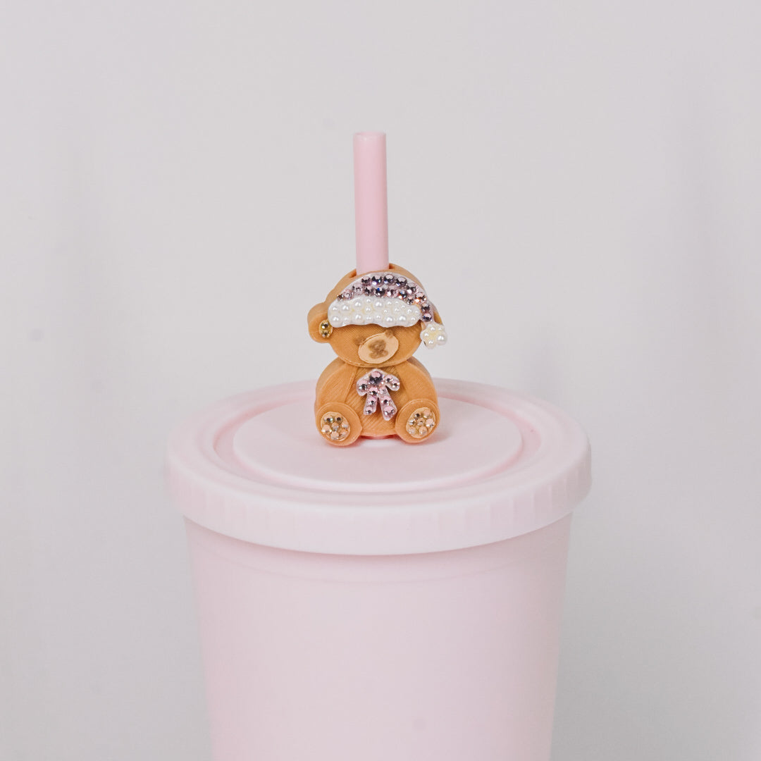 Christmas Teddy Straw Charm