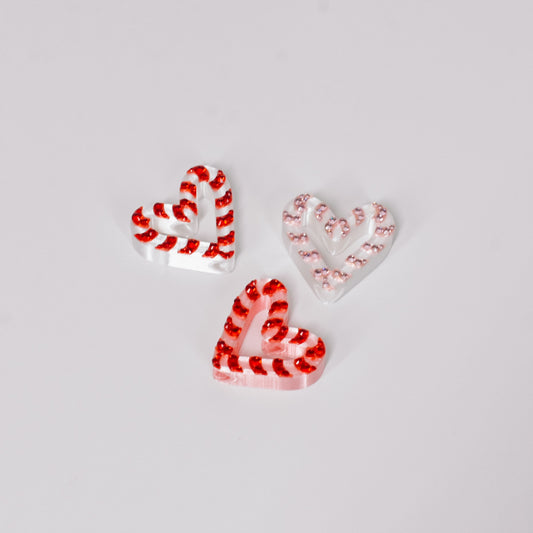 Candy Cane Heart Straw Charm