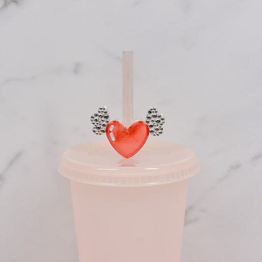 Wing Heart Straw Charm