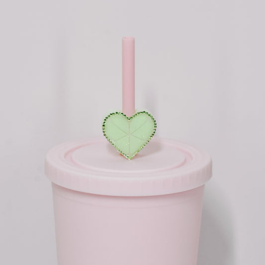 Lime Heart Straw Charm