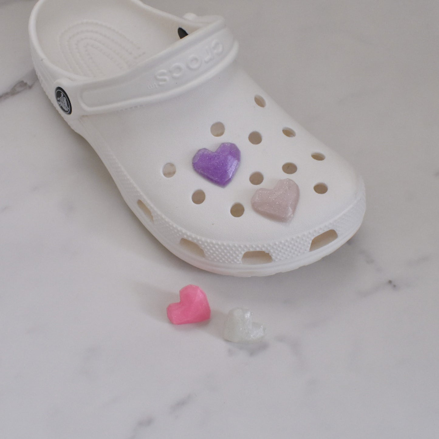 Diamond Heart Shoe Charm