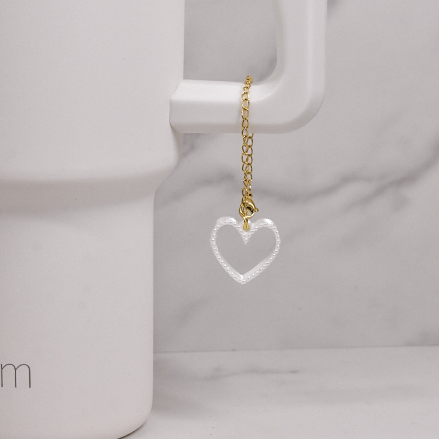 Pearly Heart Handle Charm