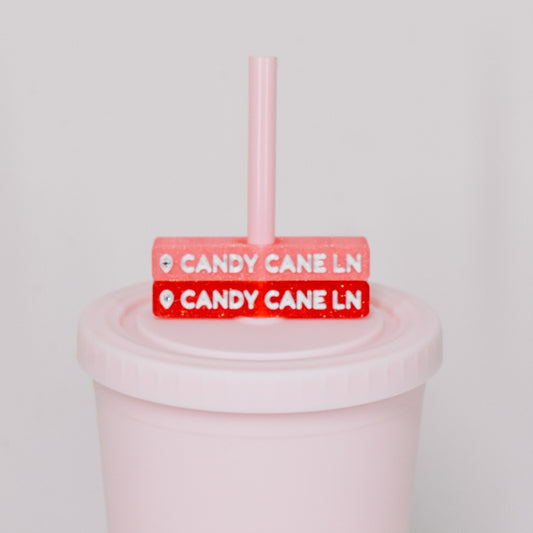Candy Cane Ln Straw Charm