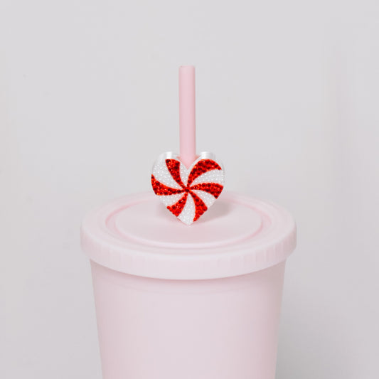 Peppermint Heart Straw Charm