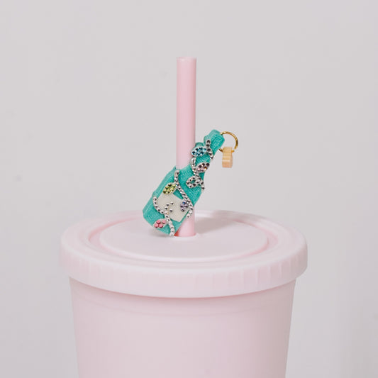 Holiday Wine Straw Charm