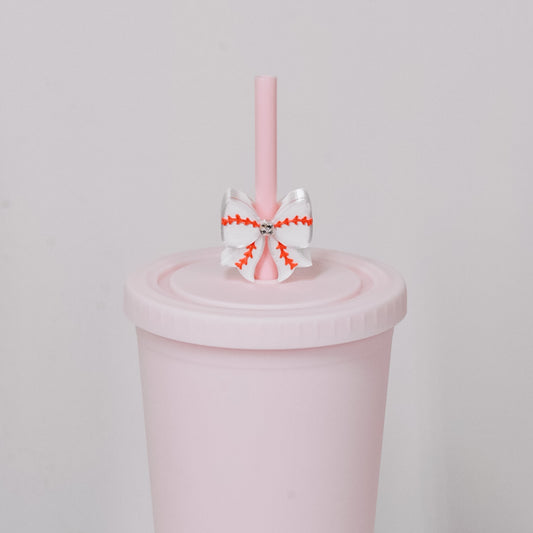 Baseball Bow Straw Charm