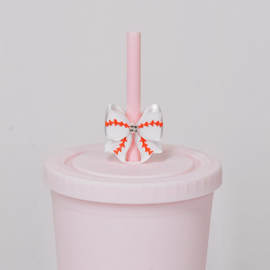 Baseball Bow Straw Charm