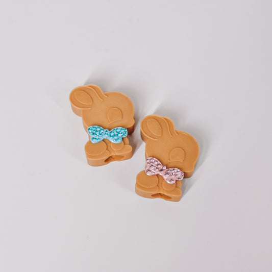 Chocolate Bunny Straw Charm
