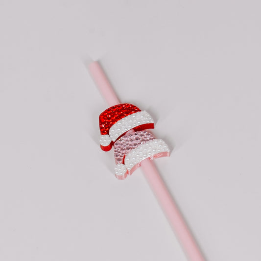 Santa Hat Straw Charm