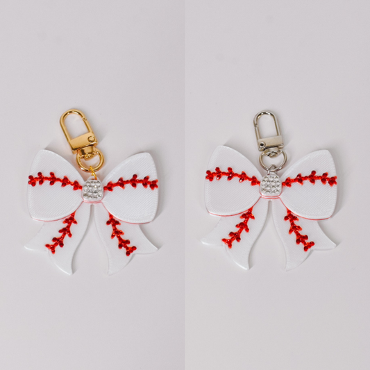 Baseball Bow Bag Charm